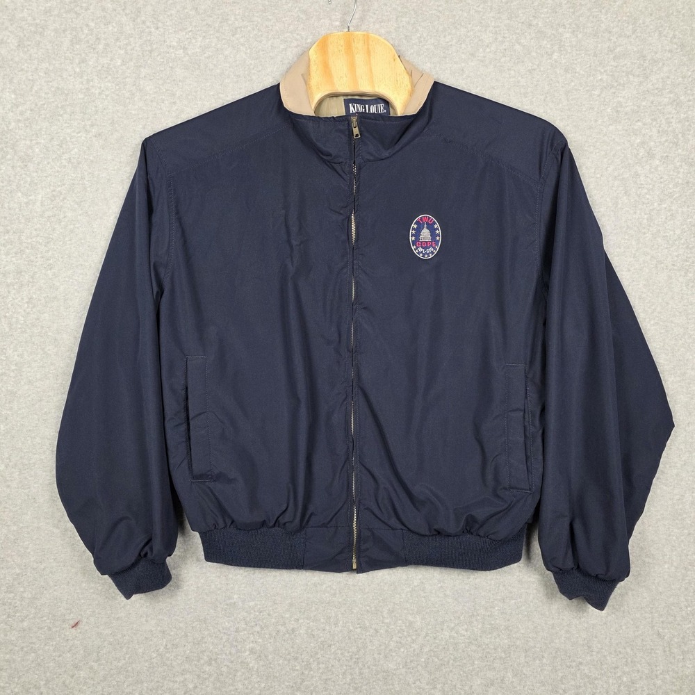 Vintage King Louie Jacket Mens XL Navy TWU COPE AFL CIO Union Bomber Windbreaker
